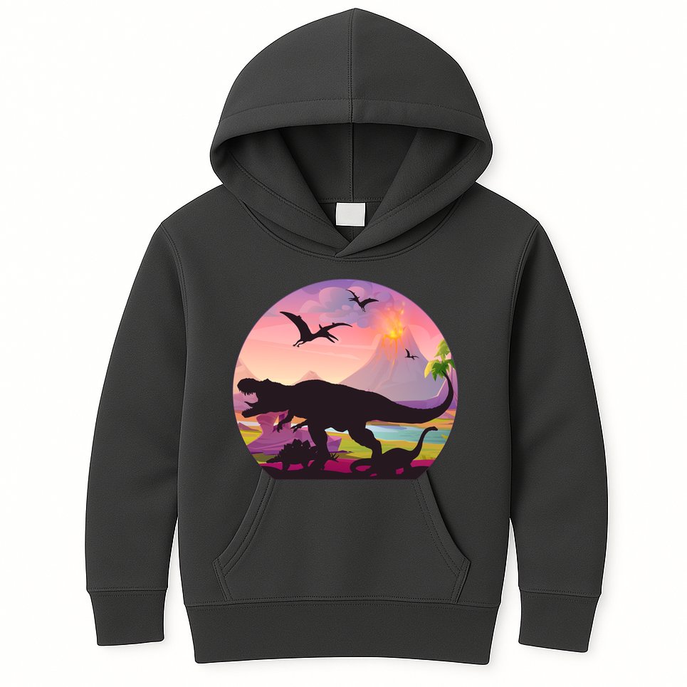 Cool Prehistoric Dinosaur Land Kids Hoodie