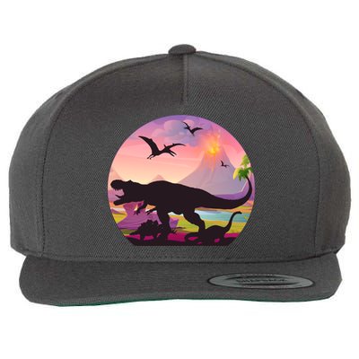 Cool Prehistoric Dinosaur Land Wool Snapback Cap