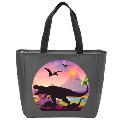 Cool Prehistoric Dinosaur Land Zip Tote Bag