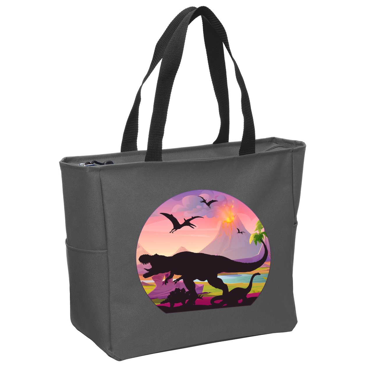 Cool Prehistoric Dinosaur Land Zip Tote Bag