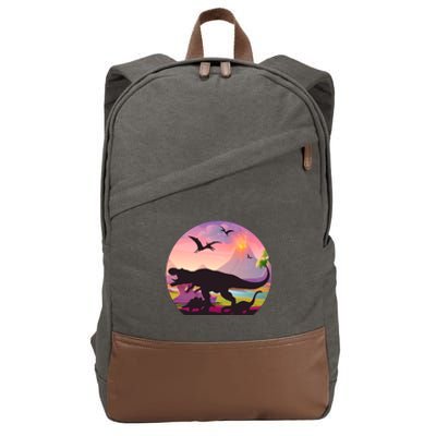 Cool Prehistoric Dinosaur Land Cotton Canvas Backpack