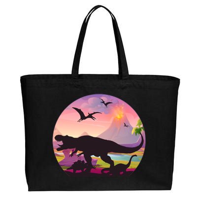 Cool Prehistoric Dinosaur Land Cotton Canvas Jumbo Tote