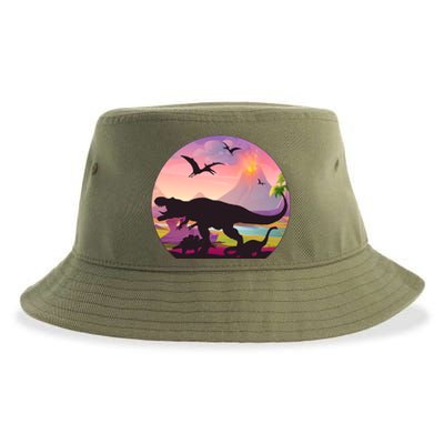 Cool Prehistoric Dinosaur Land Sustainable Bucket Hat