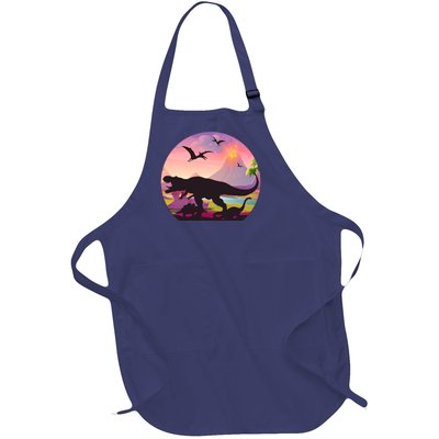 Cool Prehistoric Dinosaur Land Full-Length Apron With Pockets