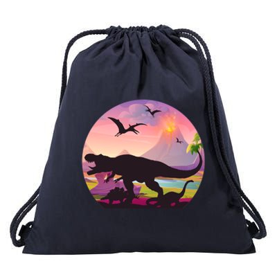 Cool Prehistoric Dinosaur Land Drawstring Bag