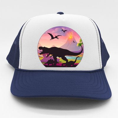 Cool Prehistoric Dinosaur Land Trucker Hat