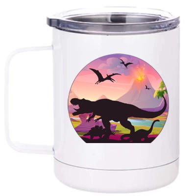 Cool Prehistoric Dinosaur Land 12 oz Stainless Steel Tumbler Cup