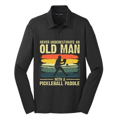 Cool Pickleball Design For Grandpa Pickleball Player Silk Touch Performance Long Sleeve Polo