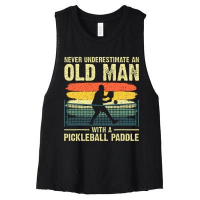 Cool Pickleball Design For Grandpa Pickleball Player Women's Racerback Cropped Tank