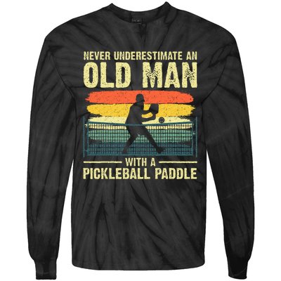 Cool Pickleball Design For Grandpa Pickleball Player Tie-Dye Long Sleeve Shirt