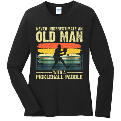 Cool Pickleball Design For Grandpa Pickleball Player Ladies Long Sleeve Shirt