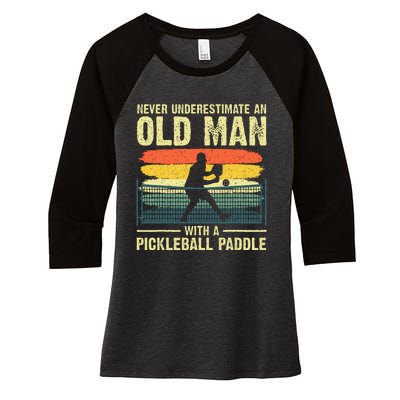 Cool Pickleball Design For Grandpa Pickleball Player Women's Tri-Blend 3/4-Sleeve Raglan Shirt