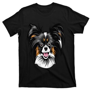 Cool Papillion Dog Face T-Shirt