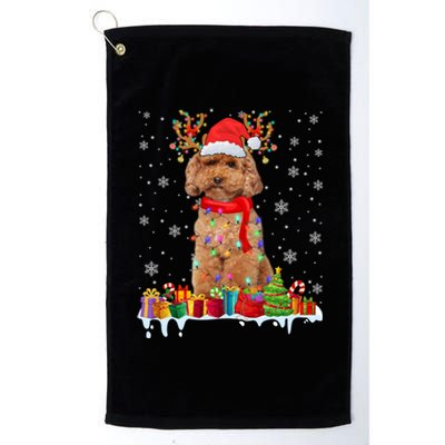 Cute Poodle Dog Christmas Lights Funny Xmas Santa Hat Great Gift Platinum Collection Golf Towel