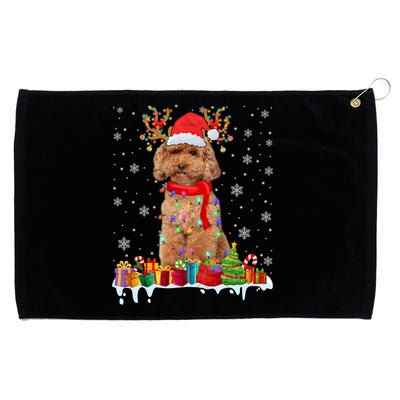 Cute Poodle Dog Christmas Lights Funny Xmas Santa Hat Great Gift Grommeted Golf Towel