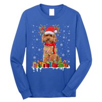 Cute Poodle Dog Christmas Lights Funny Xmas Santa Hat Great Gift Long Sleeve Shirt