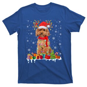 Cute Poodle Dog Christmas Lights Funny Xmas Santa Hat Great Gift T-Shirt