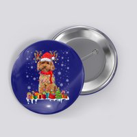 Cute Poodle Dog Christmas Lights Funny Xmas Santa Hat Great Gift Button