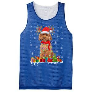 Cute Poodle Dog Christmas Lights Funny Xmas Santa Hat Great Gift Mesh Reversible Basketball Jersey Tank