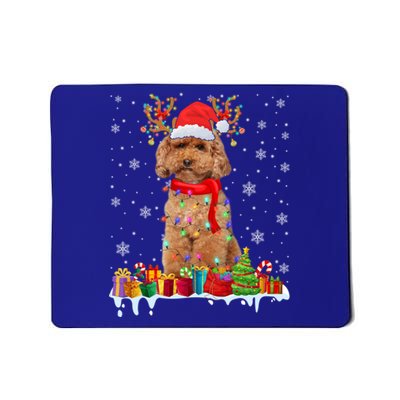 Cute Poodle Dog Christmas Lights Funny Xmas Santa Hat Great Gift Mousepad