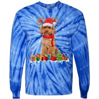 Cute Poodle Dog Christmas Lights Funny Xmas Santa Hat Great Gift Tie-Dye Long Sleeve Shirt