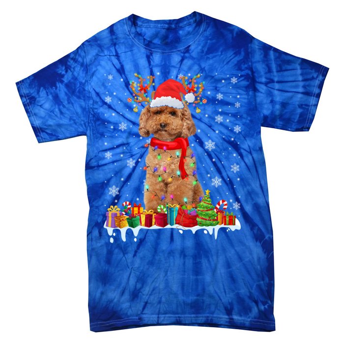 Cute Poodle Dog Christmas Lights Funny Xmas Santa Hat Great Gift Tie-Dye T-Shirt