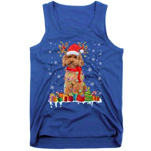 Cute Poodle Dog Christmas Lights Funny Xmas Santa Hat Great Gift Tank Top