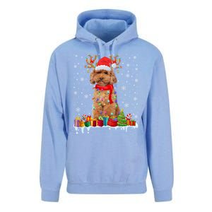 Cute Poodle Dog Christmas Lights Funny Xmas Santa Hat Great Gift Unisex Surf Hoodie