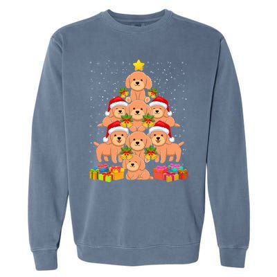 Cute Poodle Dog Christmas Tree For Dog Lover Xmas Funny Gift Garment-Dyed Sweatshirt