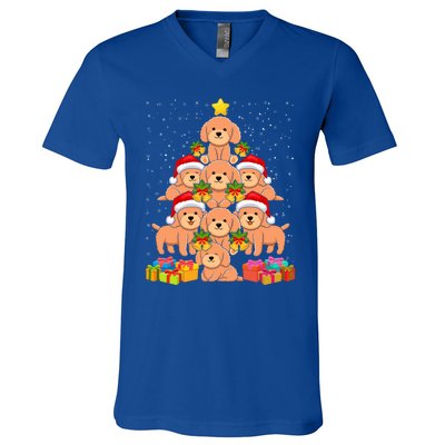 Cute Poodle Dog Christmas Tree For Dog Lover Xmas Funny Gift V-Neck T-Shirt