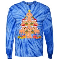 Cute Poodle Dog Christmas Tree For Dog Lover Xmas Funny Gift Tie-Dye Long Sleeve Shirt