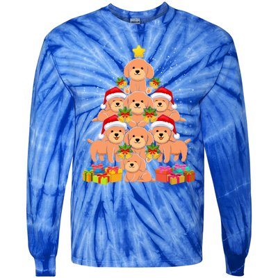 Cute Poodle Dog Christmas Tree For Dog Lover Xmas Funny Gift Tie-Dye Long Sleeve Shirt