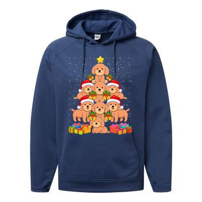 Cute Poodle Dog Christmas Tree For Dog Lover Xmas Funny Gift Performance Fleece Hoodie