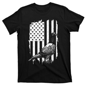 Cool Pigeon Design Women Patriotic Us Flag Pigeon Lovers T-Shirt