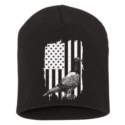 Cool Pigeon Design Women Patriotic Us Flag Pigeon Lovers Short Acrylic Beanie