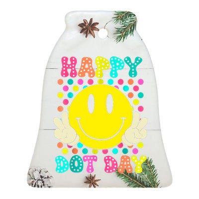 Colorful Polka Dot Smile Face Teacher Happy Dot Day 2024gift Ceramic Bell Ornament