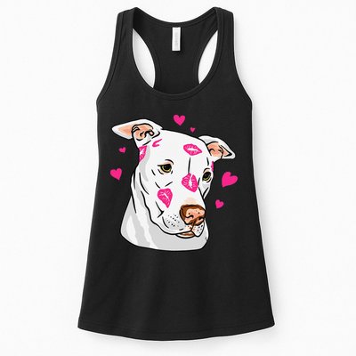 Cute Pitbull Dog Love And Hearts Funny I Love PitBull Dogs Womens Tank Top