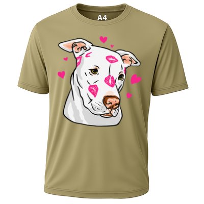 Cute Pitbull Dog Love And Hearts Funny I Love PitBull Dogs Performance Shirt