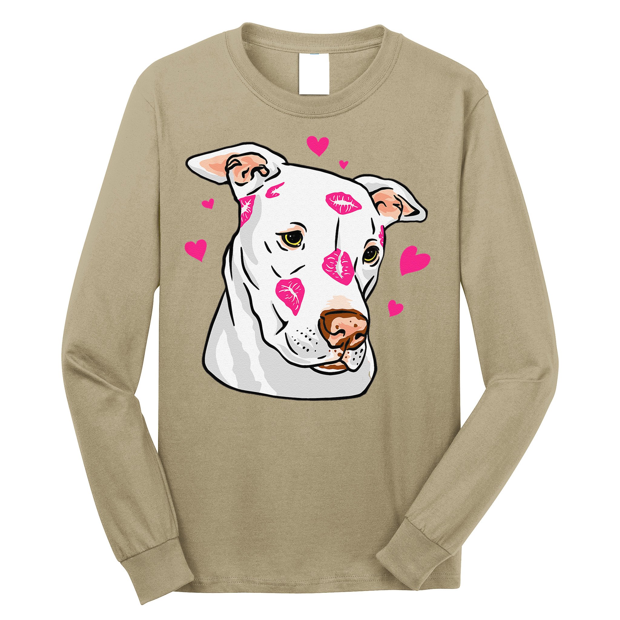Cute Pitbull Dog Love And Hearts Funny I Love PitBull Dogs Long Sleeve Shirt