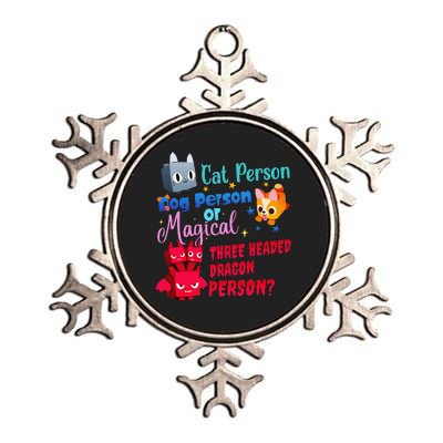 Cat Person Dog Person Or Magical Three Headed Dragon Person Metallic Star Ornament