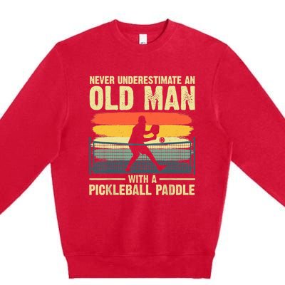 Cool Pickleball Design For Grandpa Pickleball Player Premium Crewneck Sweatshirt