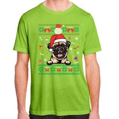 Cute Pug Dog Ugly Christmas Santa Hat Xmas Cute Gift Adult ChromaSoft Performance T-Shirt