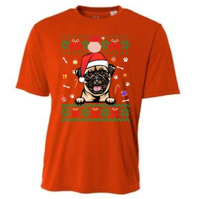 Cute Pug Dog Ugly Christmas Santa Hat Xmas Cute Gift Cooling Performance Crew T-Shirt