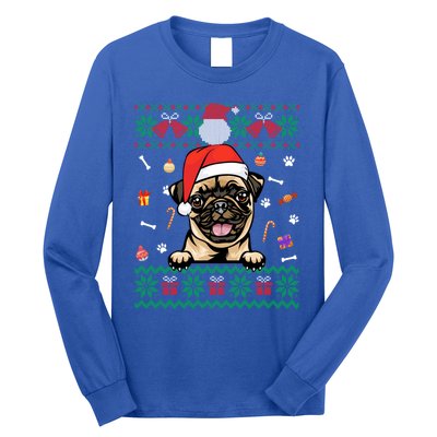 Cute Pug Dog Ugly Christmas Santa Hat Xmas Cute Gift Long Sleeve Shirt