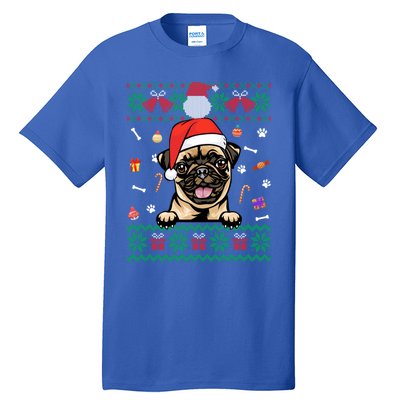 Cute Pug Dog Ugly Christmas Santa Hat Xmas Cute Gift Tall T-Shirt