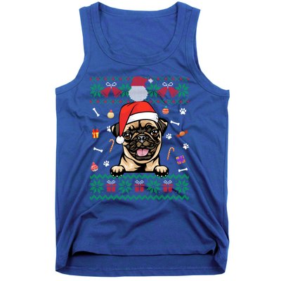 Cute Pug Dog Ugly Christmas Santa Hat Xmas Cute Gift Tank Top