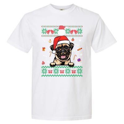 Cute Pug Dog Ugly Christmas Santa Hat Xmas Cute Gift Garment-Dyed Heavyweight T-Shirt