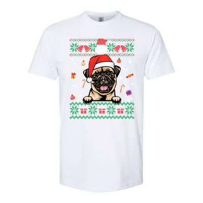 Cute Pug Dog Ugly Christmas Santa Hat Xmas Cute Gift Softstyle CVC T-Shirt