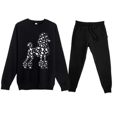 Cute Poodle Dog Hearts Couple Valentine's Puppy Pet Lover Premium Crewneck Sweatsuit Set