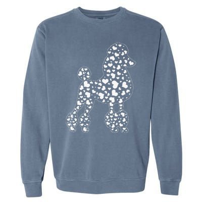 Cute Poodle Dog Hearts Couple Valentine's Puppy Pet Lover Garment-Dyed Sweatshirt